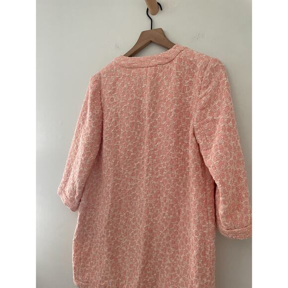 Zara Boucle Overcoat Size Medium Pink Peach Jacquard Shacket Jacket Coat - Picture 11 of 12